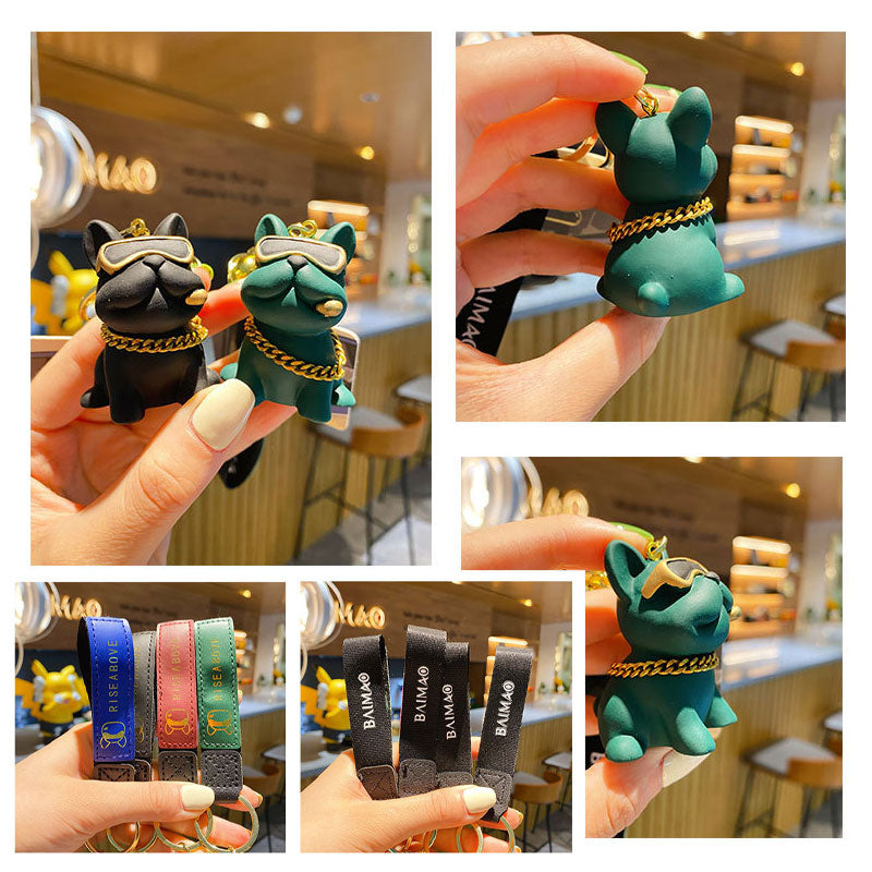 犬 ブルドッグ キーチャーム キーホルダー キーリング キーチェーン バッグチャーム ストラップ アクセサリー 紛失予防 かわいい ジュエリー 可愛い 雑貨 鍵 車 レディース カップル 小物 ギフト プレゼント