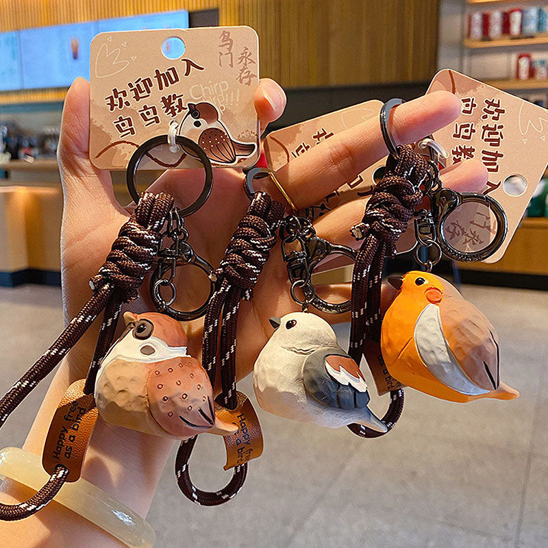 鳥 スズメ キーチャーム キーホルダー キーリング キーチェーン バッグチャーム ストラップ アクセサリー 紛失予防 かわいい ジュエリー 可愛い 雑貨 鍵 車 レディース カップル 小物 ギフト プレゼント
