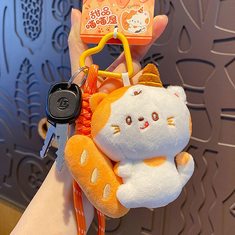 ネコ デザート ぬいぐるみ キーチャーム キーホルダー キーリング キーチェーン バッグチャーム ストラップ アクセサリー 紛失予防 かわいい ジュエリー 可愛い 雑貨 鍵 車 レディース カップル 小物 ギフト プレゼント