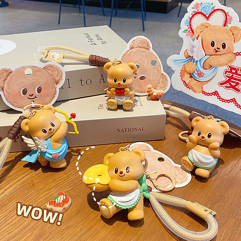 クマ バター キーチャーム キーホルダー キーリング キーチェーン バッグチャーム ストラップ アクセサリー 紛失予防 かわいい ジュエリー 可愛い 雑貨 鍵 車 レディース カップル 小物 ギフト プレゼント
