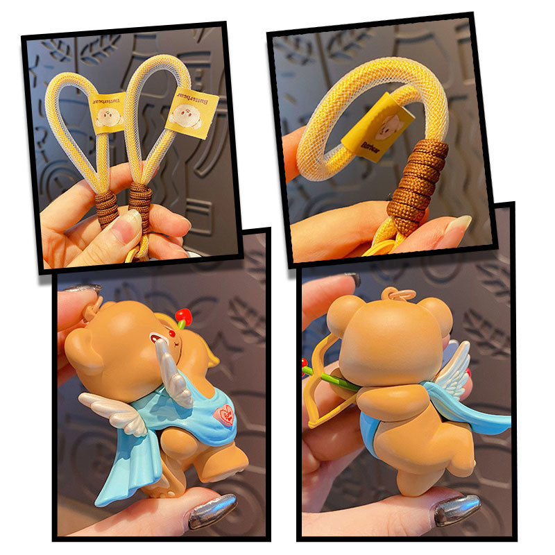 クマ バター キーチャーム キーホルダー キーリング キーチェーン バッグチャーム ストラップ アクセサリー 紛失予防 かわいい ジュエリー 可愛い 雑貨 鍵 車 レディース カップル 小物 ギフト プレゼント