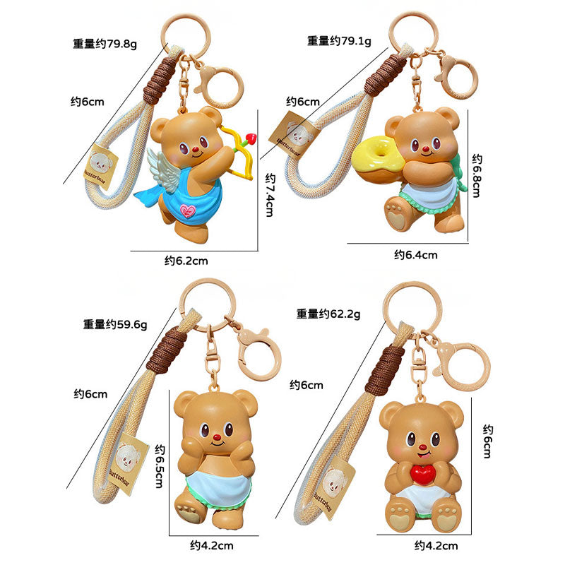 クマ バター キーチャーム キーホルダー キーリング キーチェーン バッグチャーム ストラップ アクセサリー 紛失予防 かわいい ジュエリー 可愛い 雑貨 鍵 車 レディース カップル 小物 ギフト プレゼント