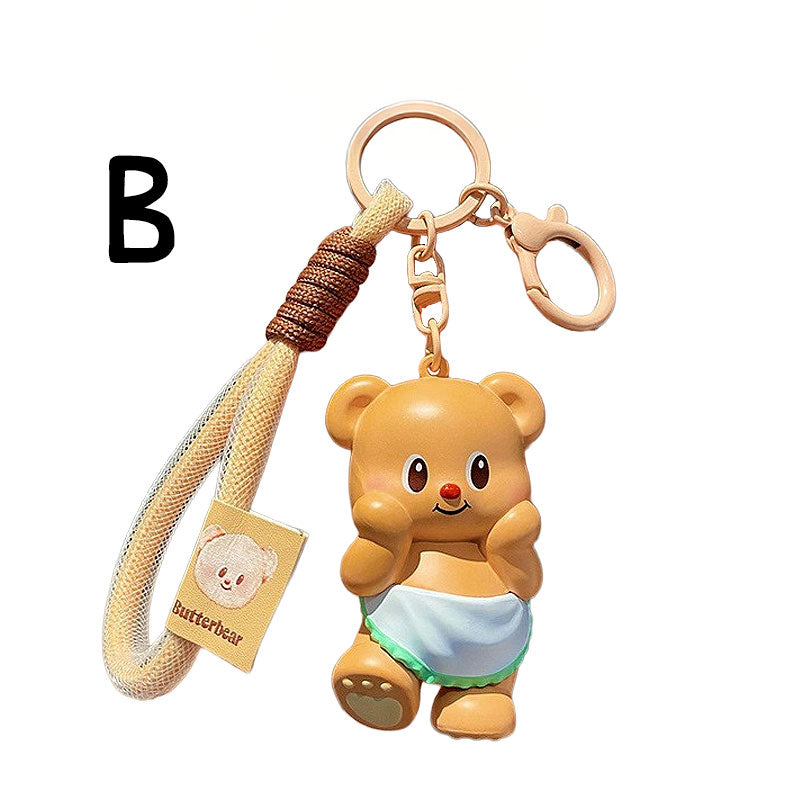 クマ バター キーチャーム キーホルダー キーリング キーチェーン バッグチャーム ストラップ アクセサリー 紛失予防 かわいい ジュエリー 可愛い 雑貨 鍵 車 レディース カップル 小物 ギフト プレゼント