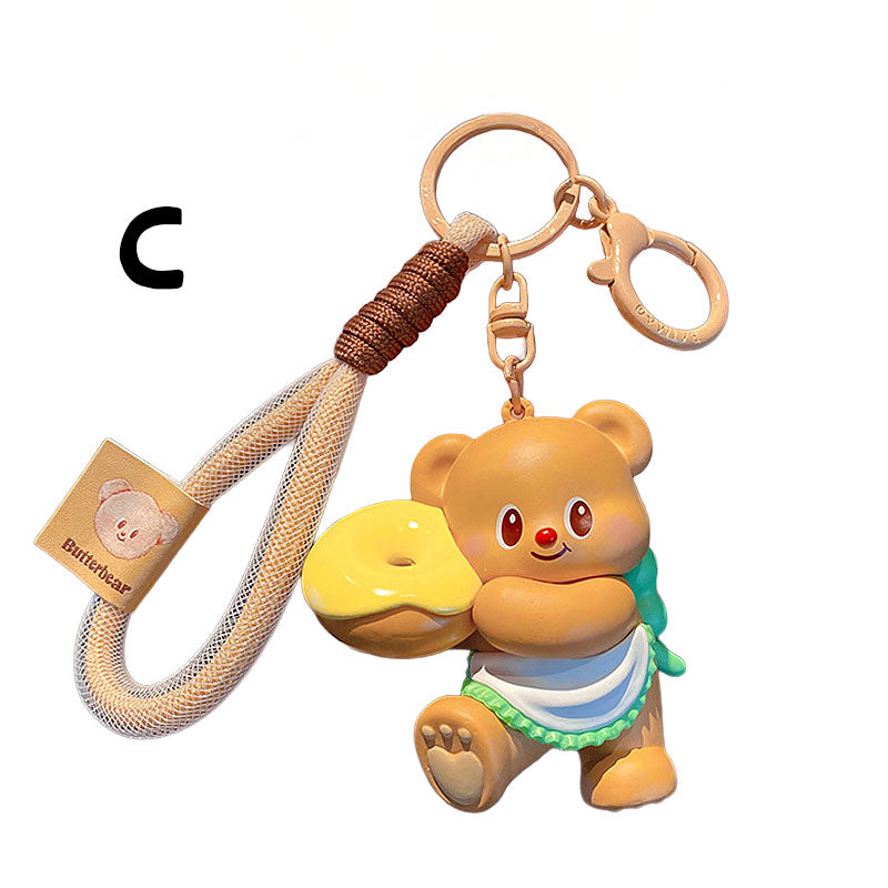 クマ バター キーチャーム キーホルダー キーリング キーチェーン バッグチャーム ストラップ アクセサリー 紛失予防 かわいい ジュエリー 可愛い 雑貨 鍵 車 レディース カップル 小物 ギフト プレゼント