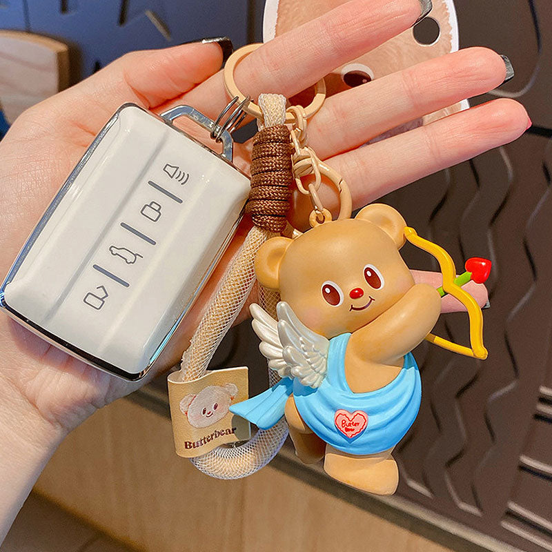 クマ バター キーチャーム キーホルダー キーリング キーチェーン バッグチャーム ストラップ アクセサリー 紛失予防 かわいい ジュエリー 可愛い 雑貨 鍵 車 レディース カップル 小物 ギフト プレゼント