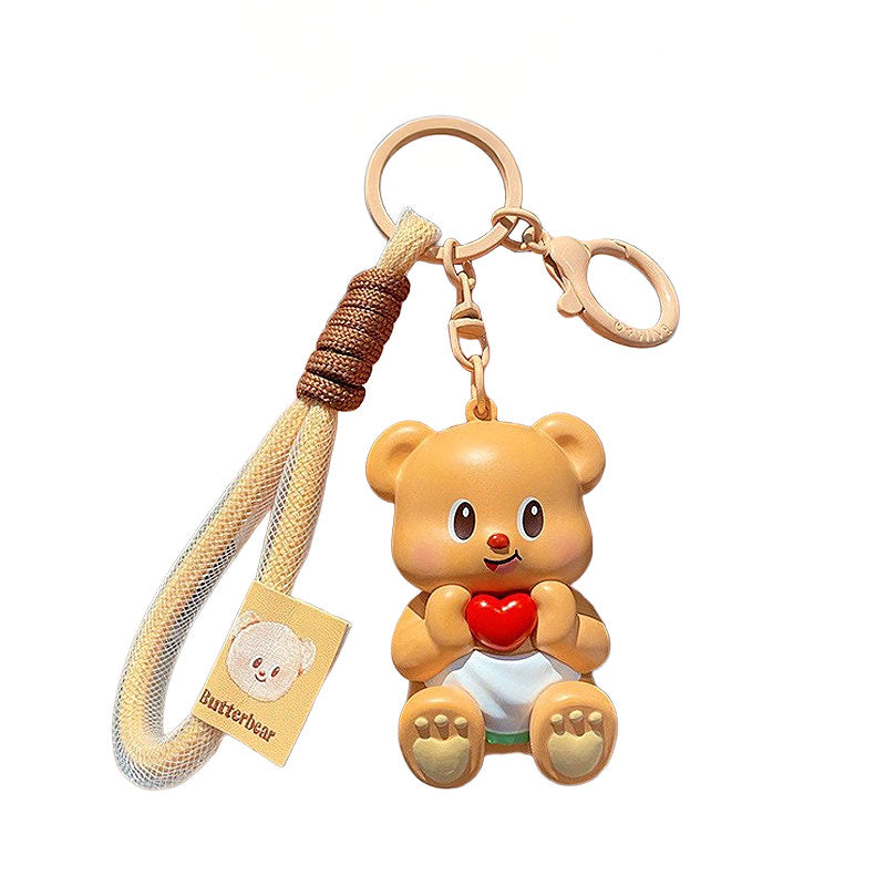 クマ バター キーチャーム キーホルダー キーリング キーチェーン バッグチャーム ストラップ アクセサリー 紛失予防 かわいい ジュエリー 可愛い 雑貨 鍵 車 レディース カップル 小物 ギフト プレゼント