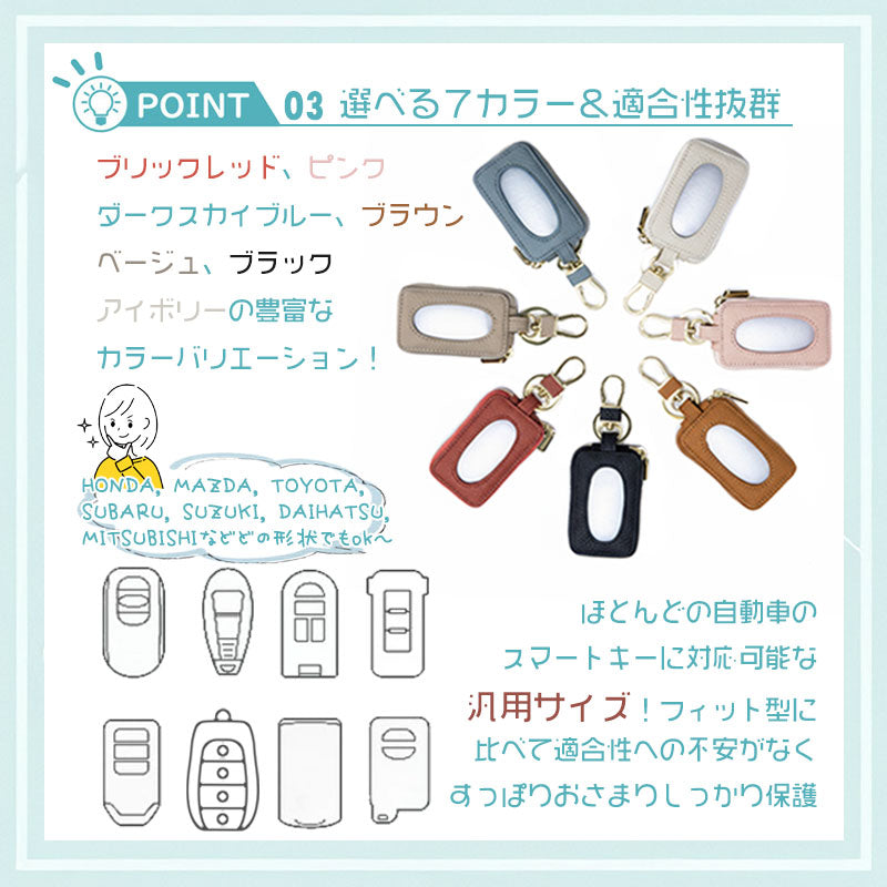 窓付き 革 キーケース スマートキー キーカバー レディース ケース カバー スマートキーケース リモコン シングルジッパー 車 鍵カバー 鍵ケース 贈物 ギフト プレゼント