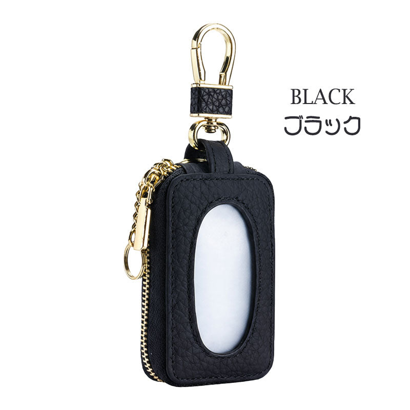 窓付き 革 キーケース スマートキー キーカバー レディース ケース カバー スマートキーケース リモコン シングルジッパー 車 鍵カバー 鍵ケース 贈物 ギフト プレゼント