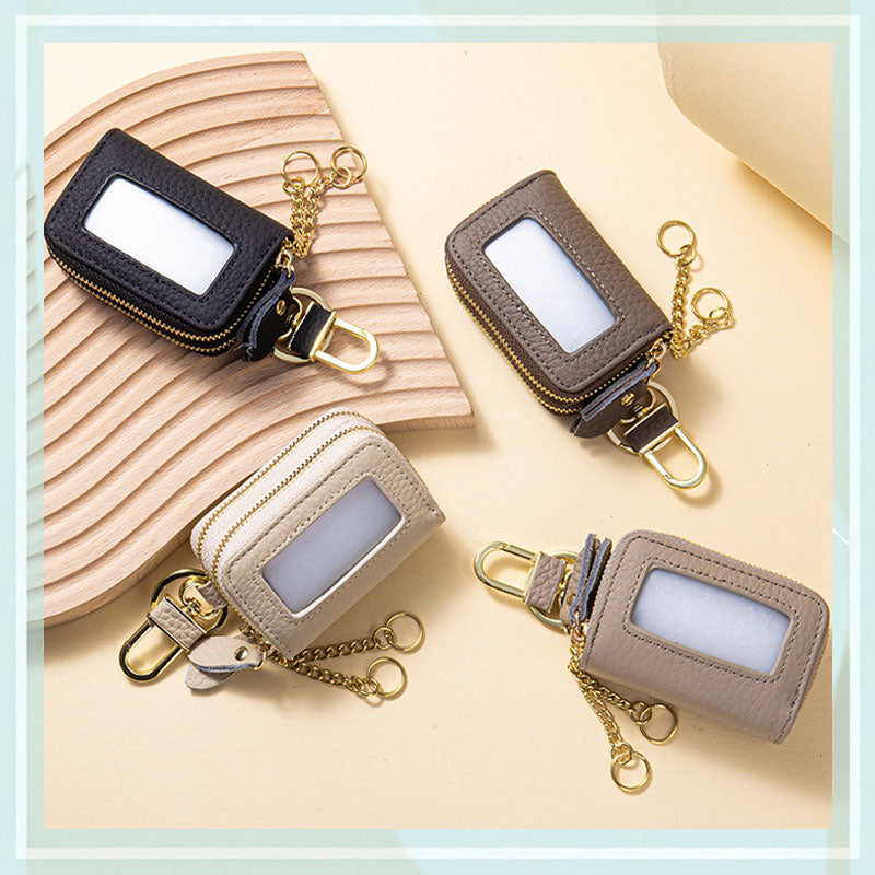 2層式 キーケース 明色系 スマートキー 窓付き 革 キーカバー レディース ケース カバー スマートキーケース リモコン 車 鍵カバー 鍵ケース 贈物 ギフト プレゼント