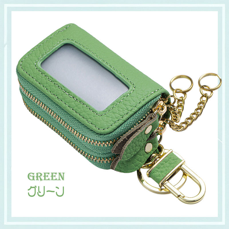2層式 キーケース 明色系 スマートキー 窓付き 革 キーカバー レディース ケース カバー スマートキーケース リモコン 車 鍵カバー 鍵ケース 贈物 ギフト プレゼント