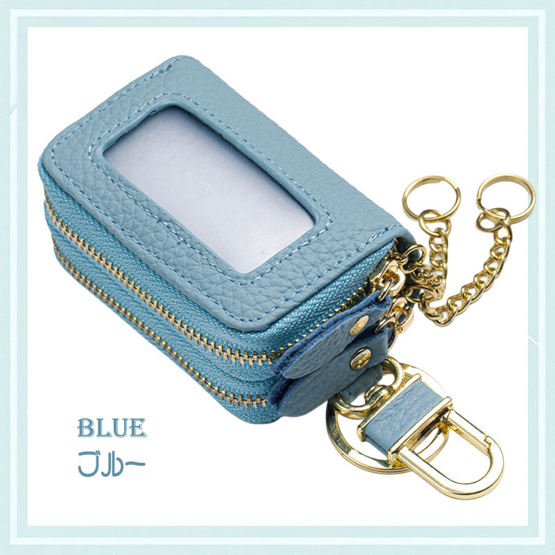 2層式 キーケース 明色系 スマートキー 窓付き 革 キーカバー レディース ケース カバー スマートキーケース リモコン 車 鍵カバー 鍵ケース 贈物 ギフト プレゼント