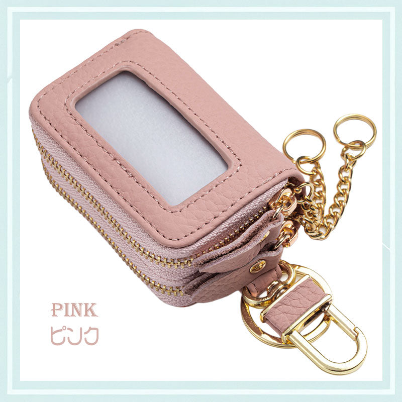 2層式 キーケース 明色系 スマートキー 窓付き 革 キーカバー レディース ケース カバー スマートキーケース リモコン 車 鍵カバー 鍵ケース 贈物 ギフト プレゼント