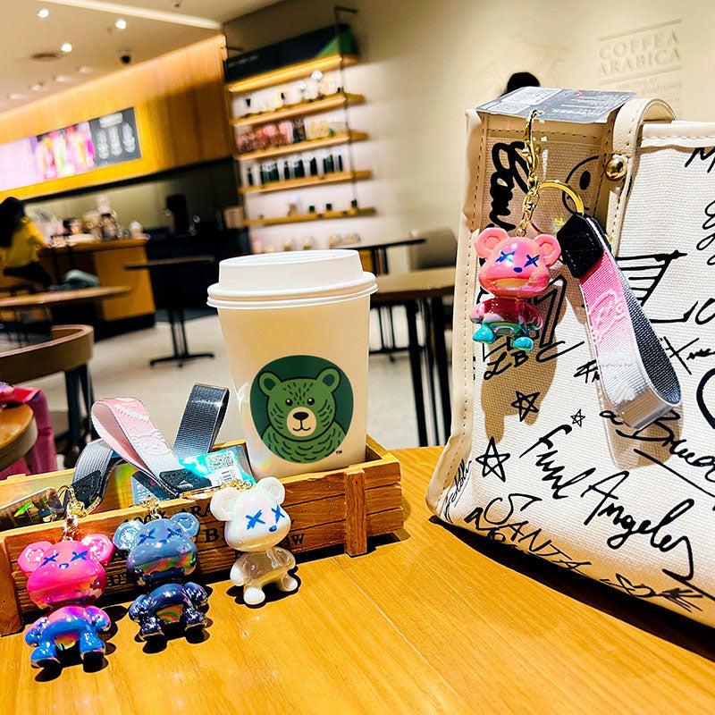 クマ キーチャーム キーホルダー キーリング キーチェーン バッグチャーム ストラップ アクセサリー 紛失予防 かわいい ジュエリー 可愛い 雑貨 鍵 車 レディース カップル 小物 ギフト プレゼント