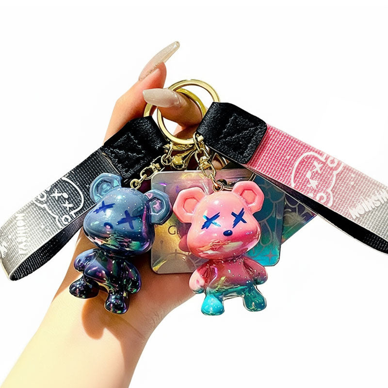 クマ キーチャーム キーホルダー キーリング キーチェーン バッグチャーム ストラップ アクセサリー 紛失予防 かわいい ジュエリー 可愛い 雑貨 鍵 車 レディース カップル 小物 ギフト プレゼント