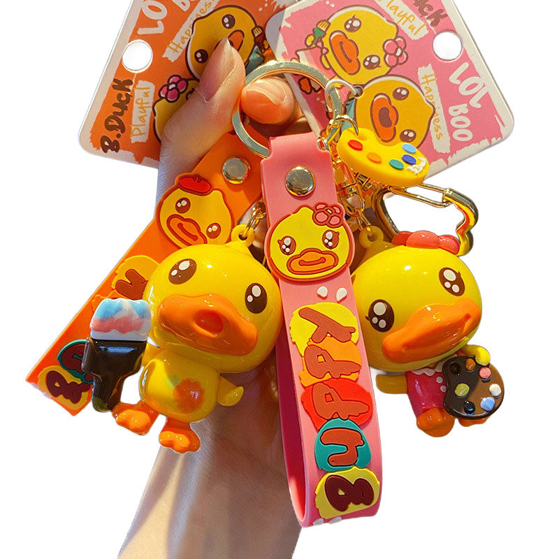 Duck 画家 キーチャーム キーホルダー キーリング キーチェーン バッグチャーム ストラップ アクセサリー 紛失予防 かわいい ジュエリー 可愛い 雑貨 鍵 車 レディース カップル 小物 ギフト プレゼント