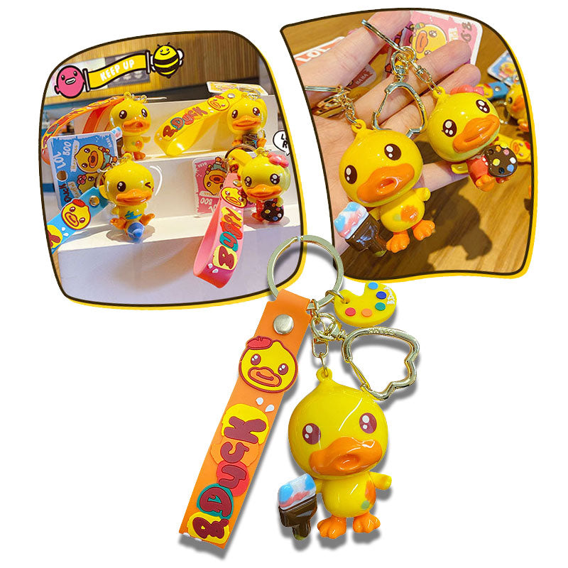 Duck 画家 キーチャーム キーホルダー キーリング キーチェーン バッグチャーム ストラップ アクセサリー 紛失予防 かわいい ジュエリー 可愛い 雑貨 鍵 車 レディース カップル 小物 ギフト プレゼント