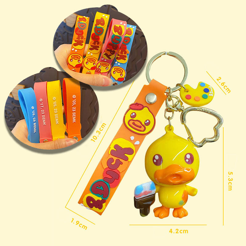 Duck 画家 キーチャーム キーホルダー キーリング キーチェーン バッグチャーム ストラップ アクセサリー 紛失予防 かわいい ジュエリー 可愛い 雑貨 鍵 車 レディース カップル 小物 ギフト プレゼント