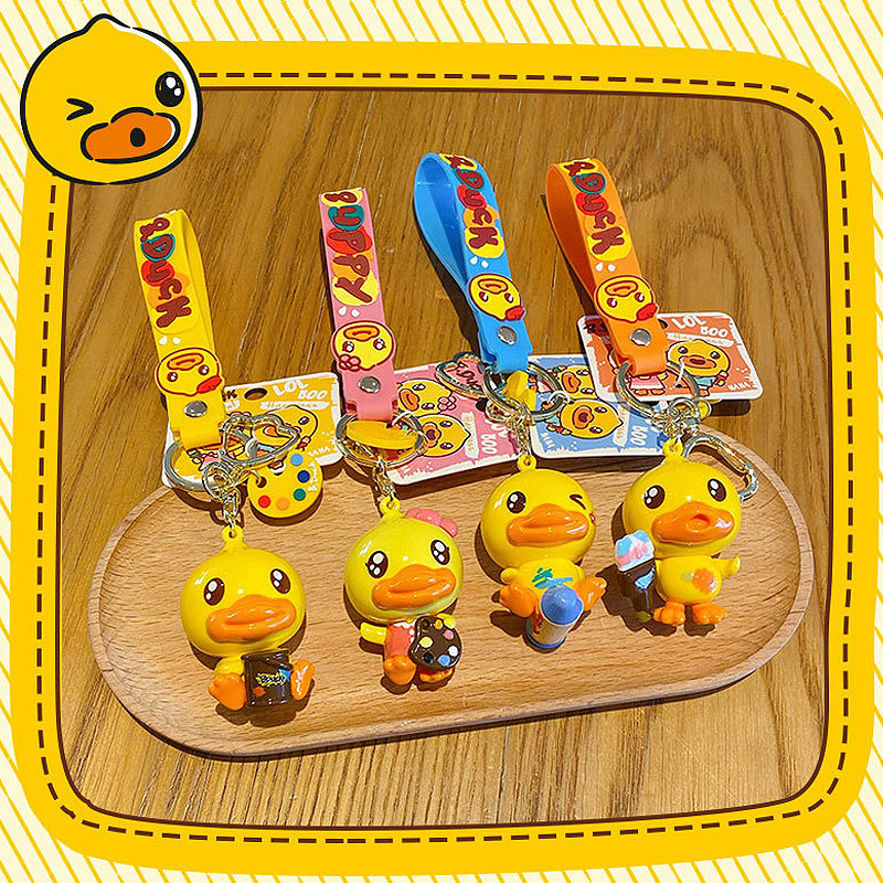 Duck 画家 キーチャーム キーホルダー キーリング キーチェーン バッグチャーム ストラップ アクセサリー 紛失予防 かわいい ジュエリー 可愛い 雑貨 鍵 車 レディース カップル 小物 ギフト プレゼント