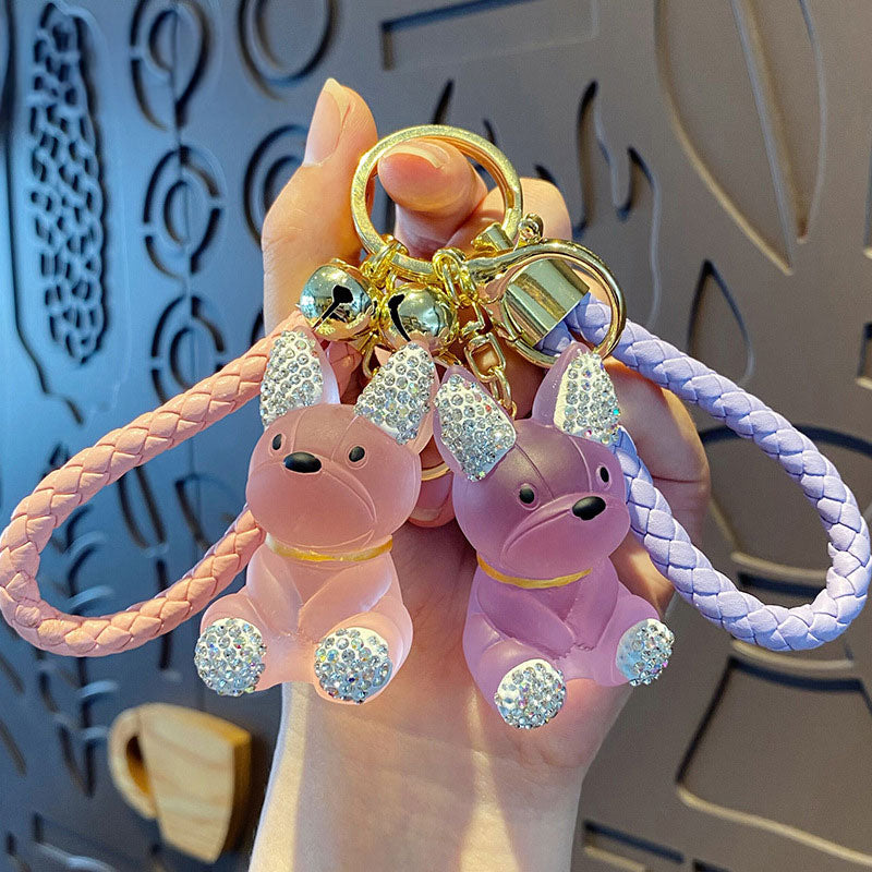 水晶 犬 キーチャーム キーホルダー キーリング キーチェーン バッグチャーム ストラップ アクセサリー 紛失予防 かわいい ジュエリー 可愛い 雑貨 鍵 車 レディース カップル 小物 ギフト プレゼント