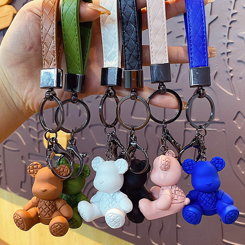 クマ 竹編み キーチャーム キーホルダー キーリング キーチェーン バッグチャーム ストラップ アクセサリー 紛失予防 かわいい ジュエリー 可愛い 雑貨 鍵 車 レディース カップル 小物 ギフト プレゼント