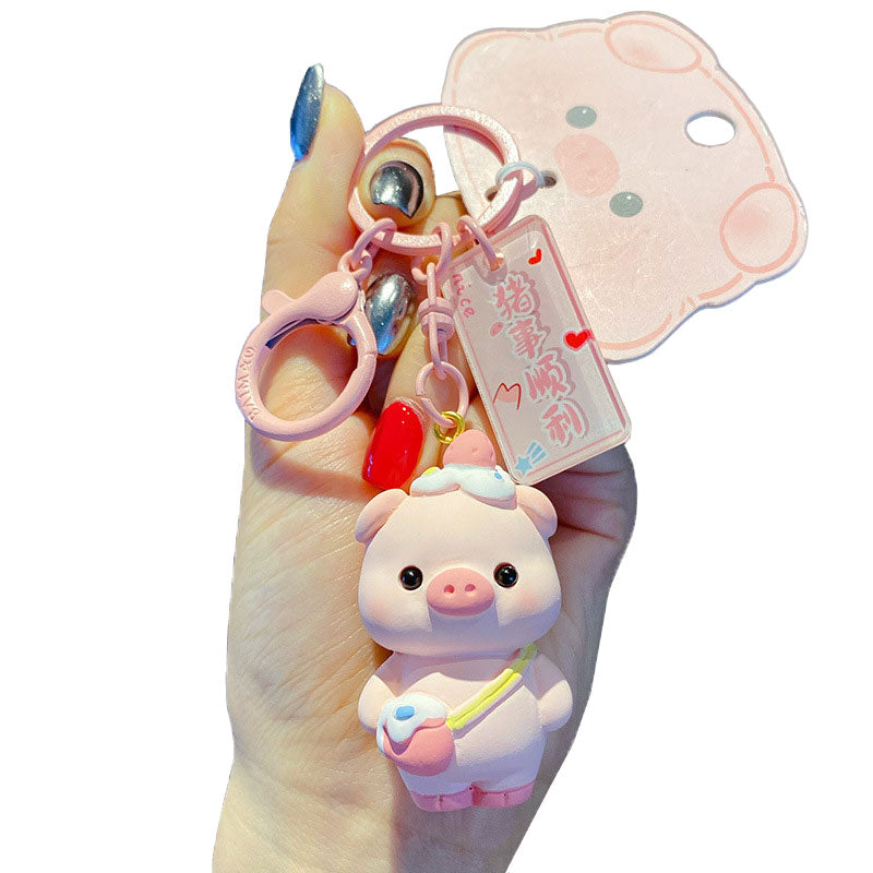 ブタ 魔女 キーチャーム キーホルダー キーリング キーチェーン バッグチャーム ストラップ アクセサリー 紛失予防 かわいい ジュエリー 可愛い 雑貨 鍵 車 レディース カップル 小物 ギフト プレゼント