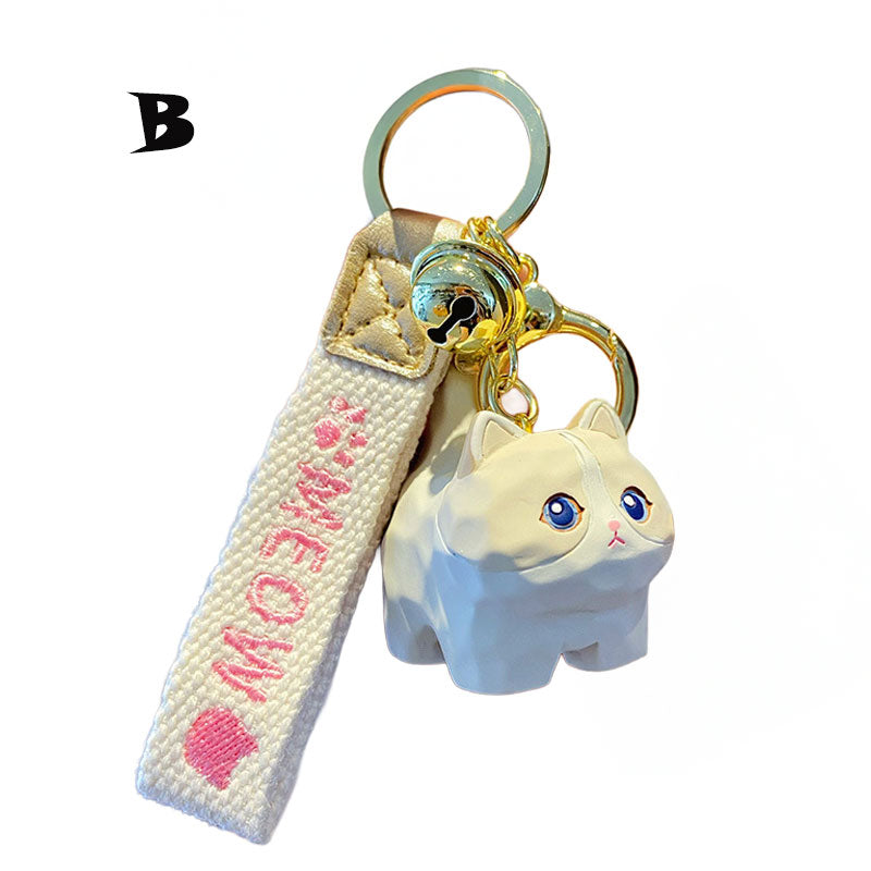ねこ 木彫り風 キーチャーム キーホルダー キーリング キーチェーン バッグチャーム ストラップ アクセサリー 紛失予防 かわいい ジュエリー 可愛い 雑貨 鍵 車 レディース カップル 小物 ギフト プレゼント