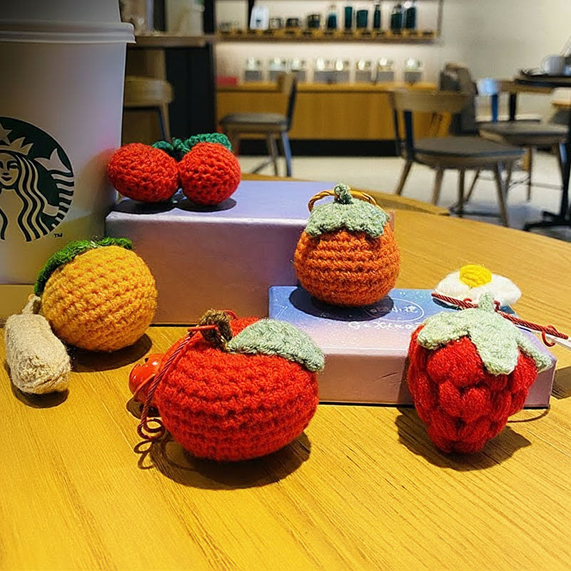 ひまわり みかん 果物 編み物 キーチャーム キーホルダー キーリング キーチェーン バッグチャーム ストラップ アクセサリー 紛失予防 かわいい ジュエリー 可愛い 雑貨 鍵 車 レディース カップル 小物 ギフト プレゼント