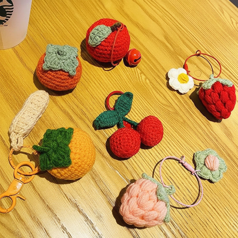 ひまわり みかん 果物 編み物 キーチャーム キーホルダー キーリング キーチェーン バッグチャーム ストラップ アクセサリー 紛失予防 かわいい ジュエリー 可愛い 雑貨 鍵 車 レディース カップル 小物 ギフト プレゼント