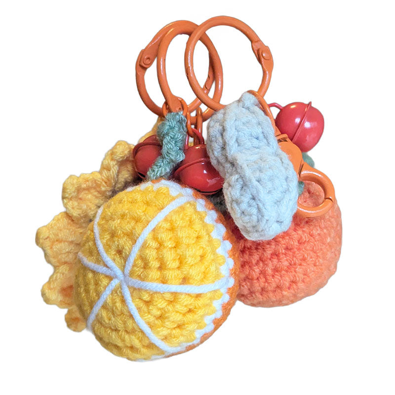 ひまわり みかん 果物 編み物 キーチャーム キーホルダー キーリング キーチェーン バッグチャーム ストラップ アクセサリー 紛失予防 かわいい ジュエリー 可愛い 雑貨 鍵 車 レディース カップル 小物 ギフト プレゼント