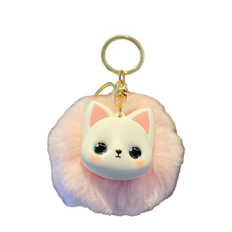 ネコ ふわふわ キーチャーム キーホルダー キーリング キーチェーン