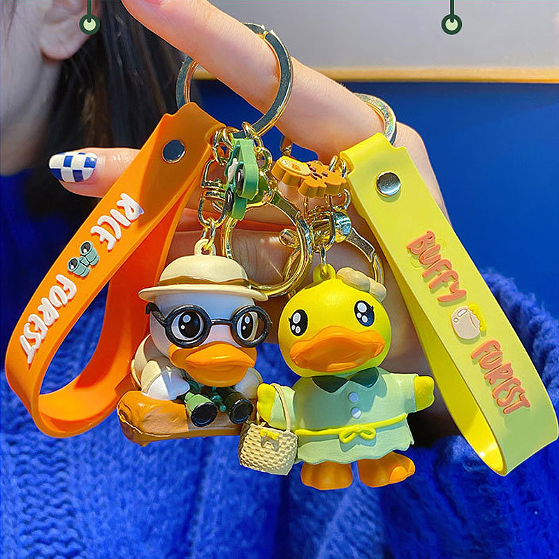 Duck ジャングル キーチャーム キーホルダー キーリング キーチェーン バッグチャーム ストラップ アクセサリー 紛失予防 かわいい ジュエリー 可愛い 雑貨 鍵 車 レディース カップル 小物 ギフト プレゼント