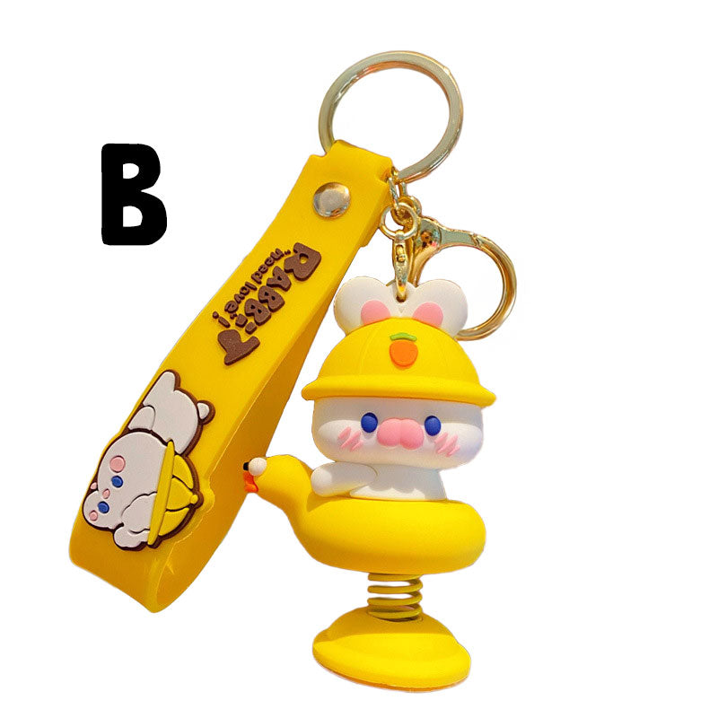 ウサギ 揺り木馬 キーチャーム キーホルダー キーリング キーチェーン バッグチャーム ストラップ アクセサリー 紛失予防 かわいい ジュエリー 可愛い 雑貨 鍵 車 レディース カップル 小物 ギフト プレゼント