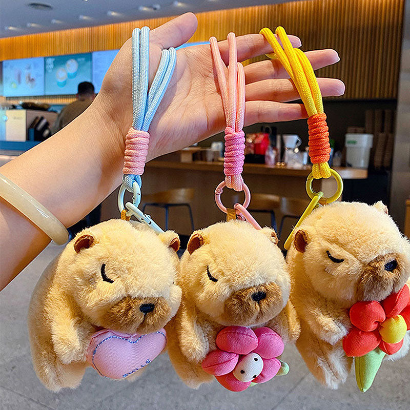 ぬいぐるみ カピバラ ハート キーチャーム キーホルダー キーリング キーチェーン バッグチャーム ストラップ アクセサリー 紛失予防 かわいい ジュエリー 可愛い 雑貨 鍵 車 レディース カップル 小物 ギフト プレゼント