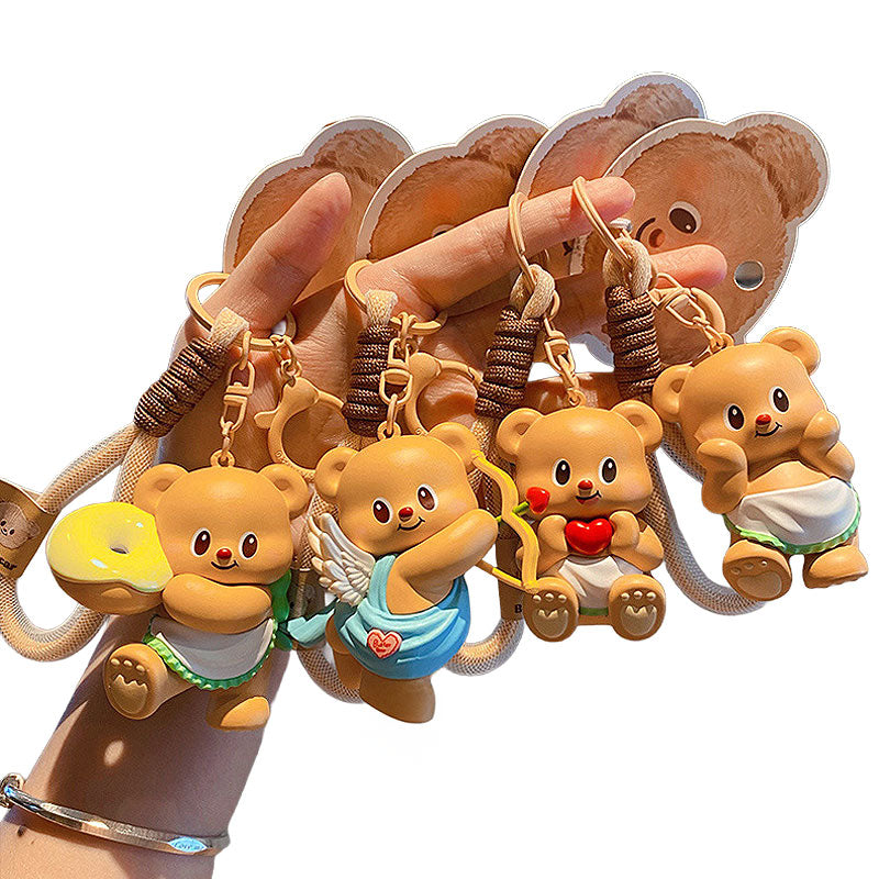 クマ バター キーチャーム キーホルダー キーリング キーチェーン バッグチャーム ストラップ アクセサリー 紛失予防 かわいい ジュエリー 可愛い 雑貨 鍵 車 レディース カップル 小物 ギフト プレゼント