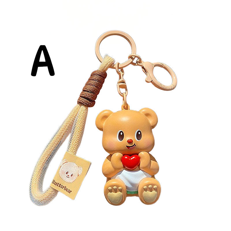 クマ バター キーチャーム キーホルダー キーリング キーチェーン バッグチャーム ストラップ アクセサリー 紛失予防 かわいい ジュエリー 可愛い 雑貨 鍵 車 レディース カップル 小物 ギフト プレゼント