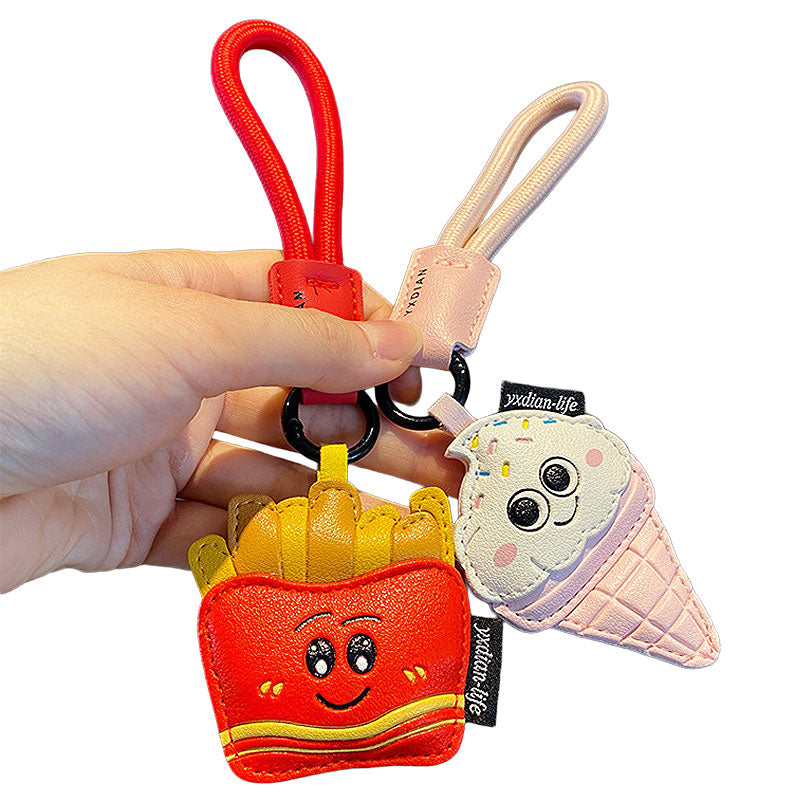 ポテトフライ コーヒー 革 キーチャーム キーホルダー キーリング キーチェーン バッグチャーム ストラップ アクセサリー 紛失予防 かわいい ジュエリー 可愛い 雑貨 鍵 車 レディース カップル 小物 ギフト プレゼント