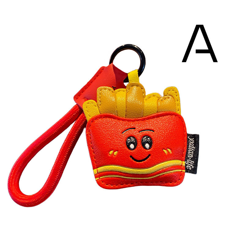 ポテトフライ コーヒー 革 キーチャーム キーホルダー キーリング キーチェーン バッグチャーム ストラップ アクセサリー 紛失予防 かわいい ジュエリー 可愛い 雑貨 鍵 車 レディース カップル 小物 ギフト プレゼント