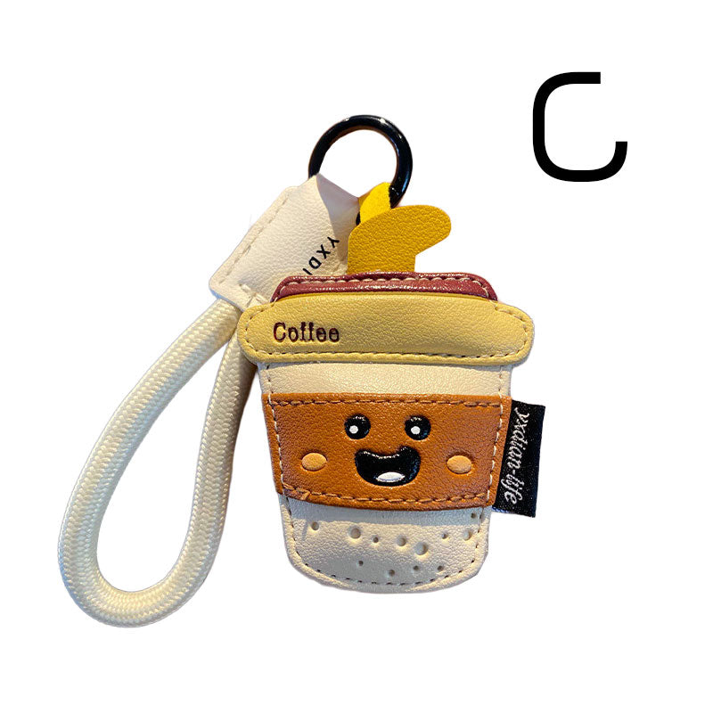ポテトフライ コーヒー 革 キーチャーム キーホルダー キーリング キーチェーン バッグチャーム ストラップ アクセサリー 紛失予防 かわいい ジュエリー 可愛い 雑貨 鍵 車 レディース カップル 小物 ギフト プレゼント