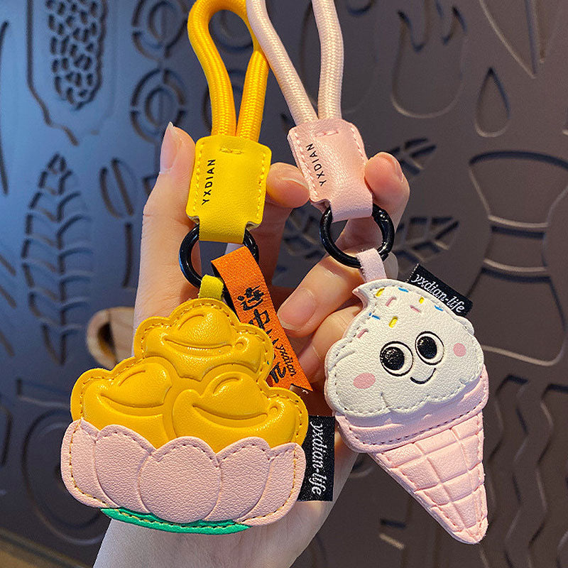 ポテトフライ コーヒー 革 キーチャーム キーホルダー キーリング キーチェーン バッグチャーム ストラップ アクセサリー 紛失予防 かわいい ジュエリー 可愛い 雑貨 鍵 車 レディース カップル 小物 ギフト プレゼント