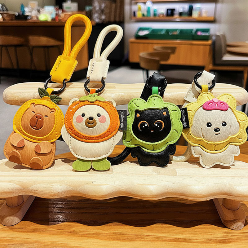 カピバラ クマ イヌ ネコ 革 キーチャーム キーホルダー キーリング キーチェーン バッグチャーム ストラップ アクセサリー 紛失予防 かわいい ジュエリー 可愛い 雑貨 鍵 車 レディース カップル 小物 ギフト プレゼント