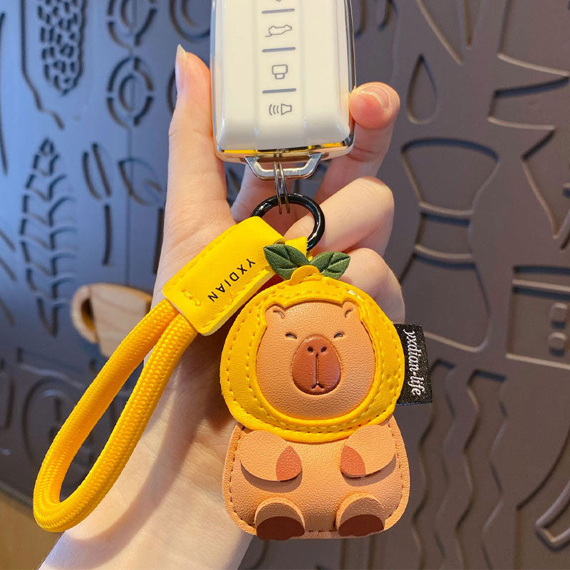 カピバラ クマ イヌ ネコ 革 キーチャーム キーホルダー キーリング キーチェーン バッグチャーム ストラップ アクセサリー 紛失予防 かわいい ジュエリー 可愛い 雑貨 鍵 車 レディース カップル 小物 ギフト プレゼント