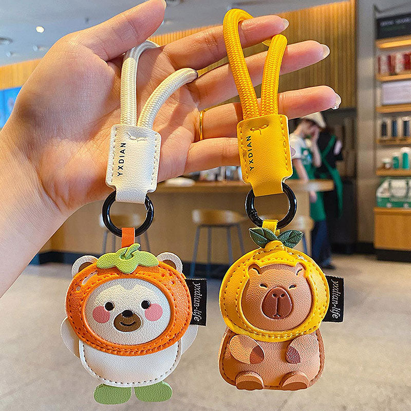 カピバラ クマ イヌ ネコ 革 キーチャーム キーホルダー キーリング キーチェーン バッグチャーム ストラップ アクセサリー 紛失予防 かわいい ジュエリー 可愛い 雑貨 鍵 車 レディース カップル 小物 ギフト プレゼント