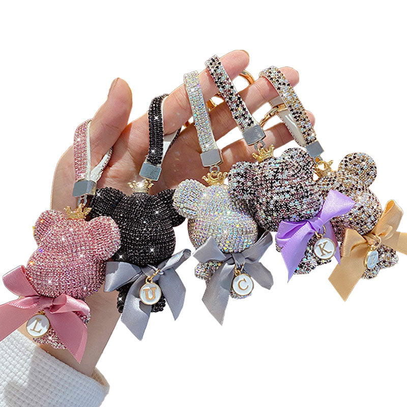 クマ キラキラ ダイア キーチャーム キーホルダー キーリング キーチェーン バッグチャーム ストラップ アクセサリー 紛失予防 かわいい ジュエリー 可愛い 雑貨 鍵 車 レディース カップル 小物 ギフト プレゼント