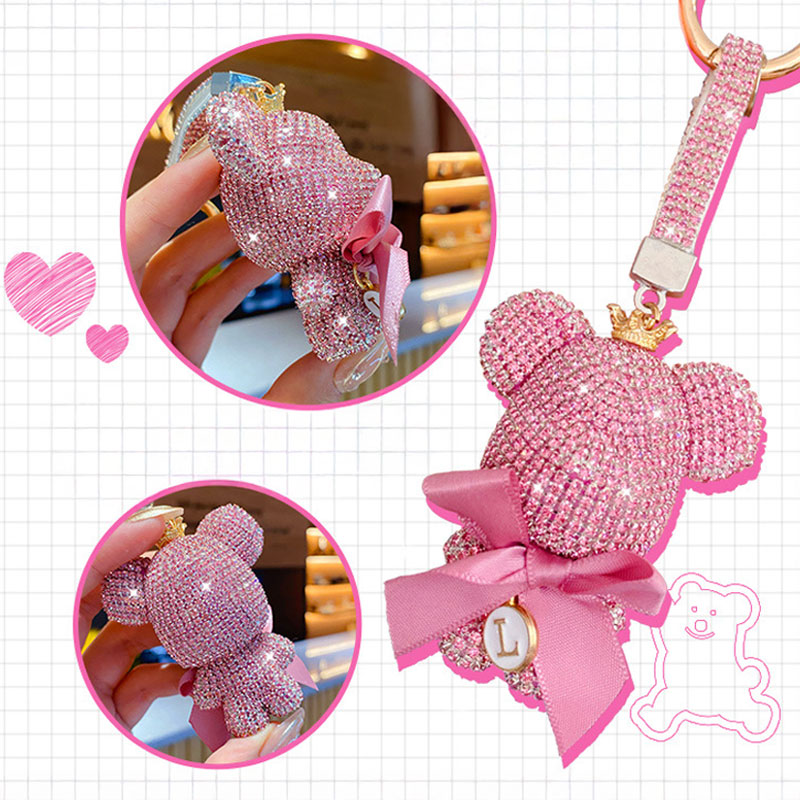 クマ キラキラ ダイア キーチャーム キーホルダー キーリング キーチェーン バッグチャーム ストラップ アクセサリー 紛失予防 かわいい ジュエリー 可愛い 雑貨 鍵 車 レディース カップル 小物 ギフト プレゼント