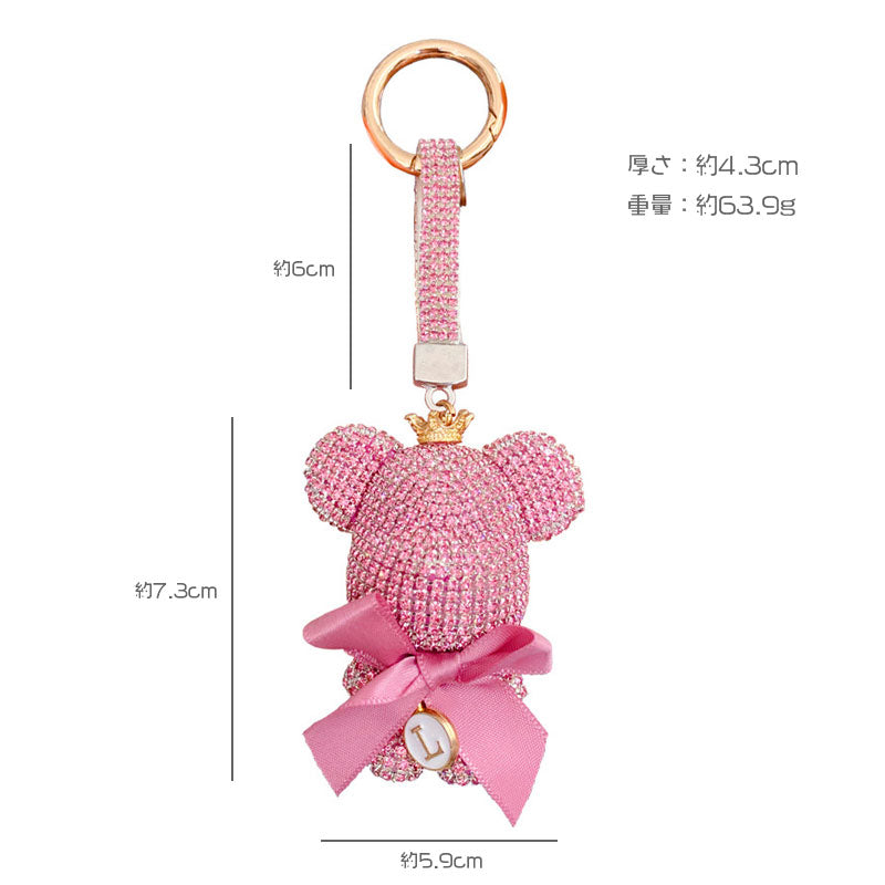 クマ キラキラ ダイア キーチャーム キーホルダー キーリング キーチェーン バッグチャーム ストラップ アクセサリー 紛失予防 かわいい ジュエリー 可愛い 雑貨 鍵 車 レディース カップル 小物 ギフト プレゼント
