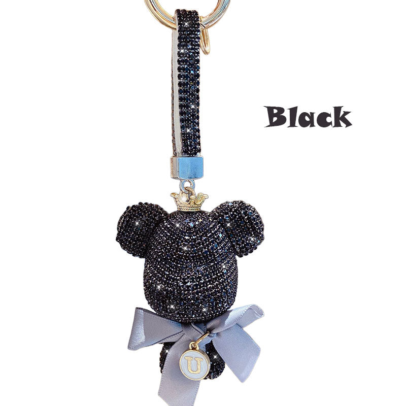 クマ キラキラ ダイア キーチャーム キーホルダー キーリング キーチェーン バッグチャーム ストラップ アクセサリー 紛失予防 かわいい ジュエリー 可愛い 雑貨 鍵 車 レディース カップル 小物 ギフト プレゼント