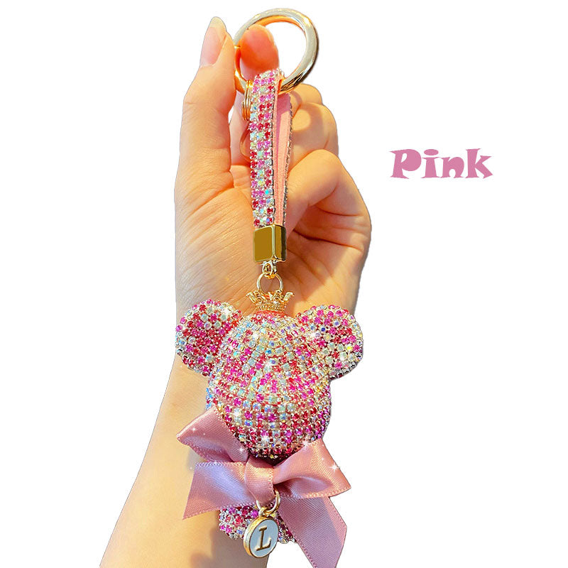 クマ キラキラ ダイア キーチャーム キーホルダー キーリング キーチェーン バッグチャーム ストラップ アクセサリー 紛失予防 かわいい ジュエリー 可愛い 雑貨 鍵 車 レディース カップル 小物 ギフト プレゼント