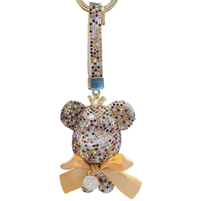 クマ キラキラ ダイア キーチャーム キーホルダー キーリング キーチェーン バッグチャーム ストラップ アクセサリー 紛失予防 かわいい ジュエリー 可愛い 雑貨 鍵 車 レディース カップル 小物 ギフト プレゼント