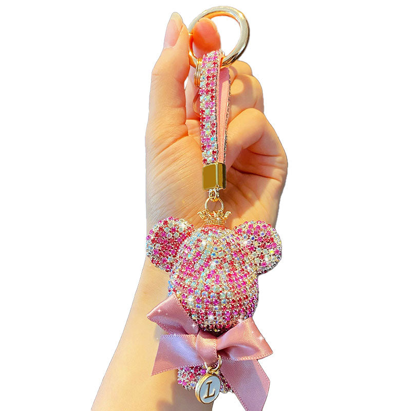 クマ キラキラ ダイア キーチャーム キーホルダー キーリング キーチェーン バッグチャーム ストラップ アクセサリー 紛失予防 かわいい ジュエリー 可愛い 雑貨 鍵 車 レディース カップル 小物 ギフト プレゼント