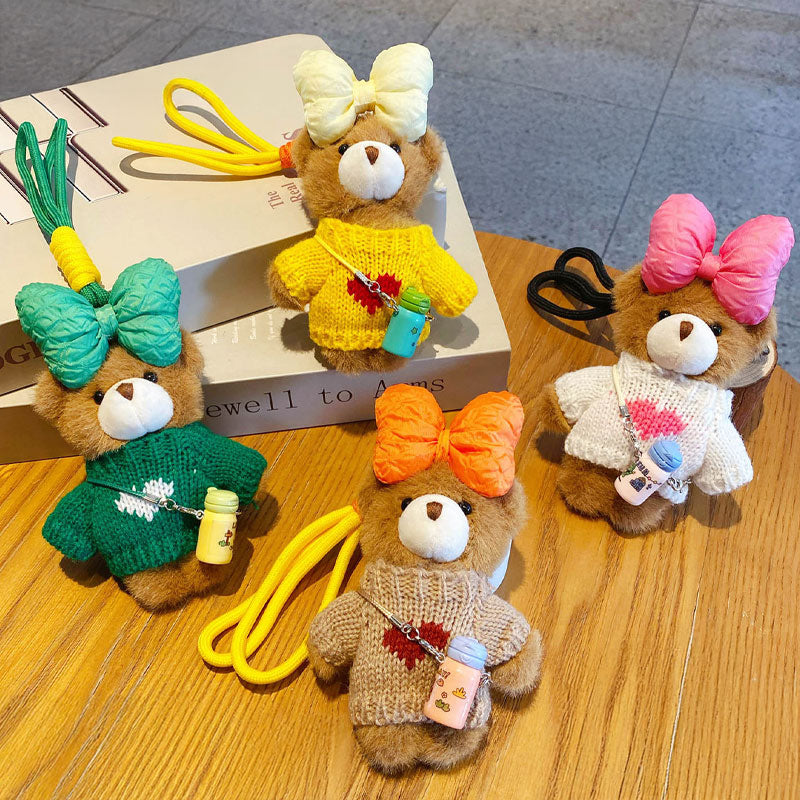 ぬいぐるみ クマ リボン キーチャーム キーホルダー キーリング キーチェーン バッグチャーム ストラップ アクセサリー 紛失予防 かわいい ジュエリー 可愛い 雑貨 鍵 車 レディース カップル 小物 ギフト プレゼント